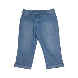 Bandolino Blu Womens Medium Wash Denim Capri Jeans Cuffed Size 16 Blue Mid Rise
